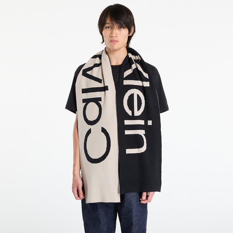 Šál Calvin Klein Bold Logo 2-Tone Wool Scarf Black Universal 65392900
