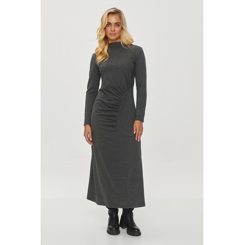 Makadamia Šaty so stojatým golierom M847 | grafit melanž M847 65393270