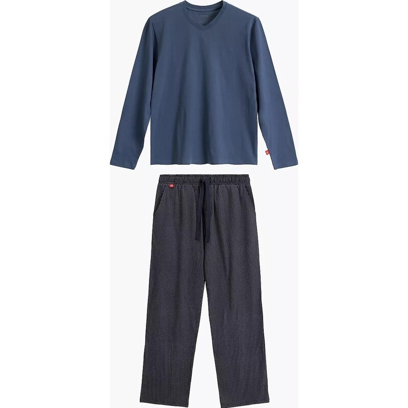 Atlantic Pánske bavlnené dlhé pyžamo so vzorovanými nohavicami NMP-389 65394129