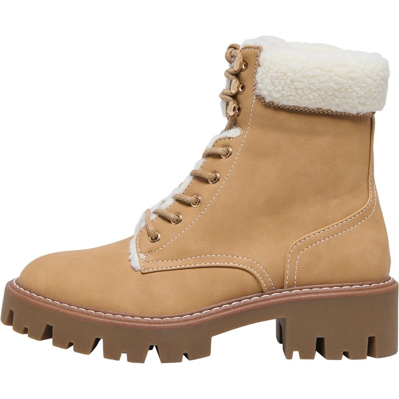 ONLY Šnurovacie členkové čižmy ONLBETTY-11 krémová / farba ťavej srsti 65609007