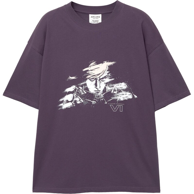 Pull&Bear Tričko modrofialová / biela 65475334