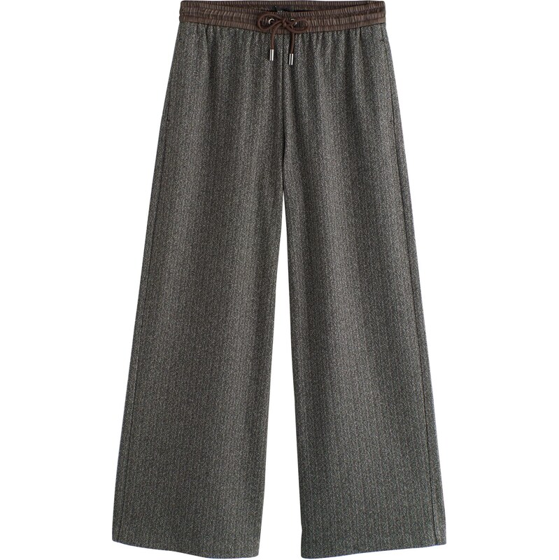 Next Nohavice tmavohnedá / biela 65887911