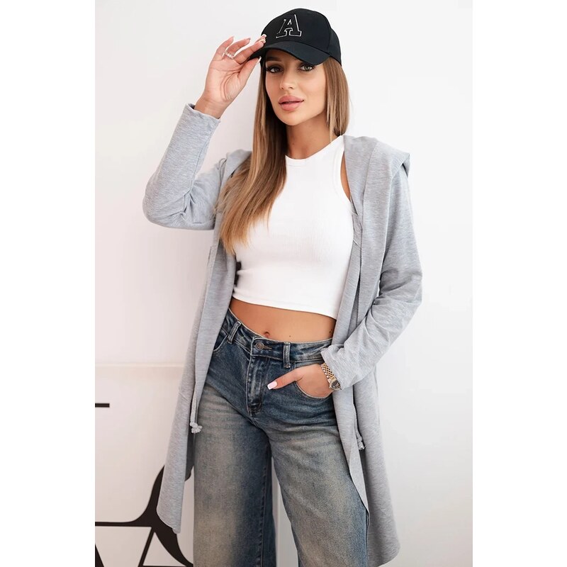 Kesi Cape with loose hood in gray color 60754799