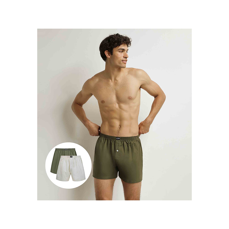 DIM COTTON STRETCH LOOSE BOXER 2x - Pánske voľné boxerky 2 ks - sivá - 65409524