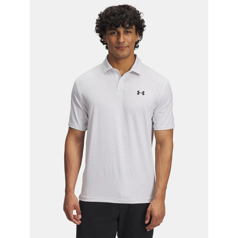 Mens Under Armour UA T2G Printed Polo-WHT T-Shirt - Mens 65459286