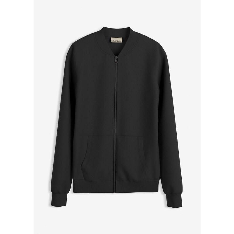 bonprix Mikinová bunda na zips, farba čierna 65262578