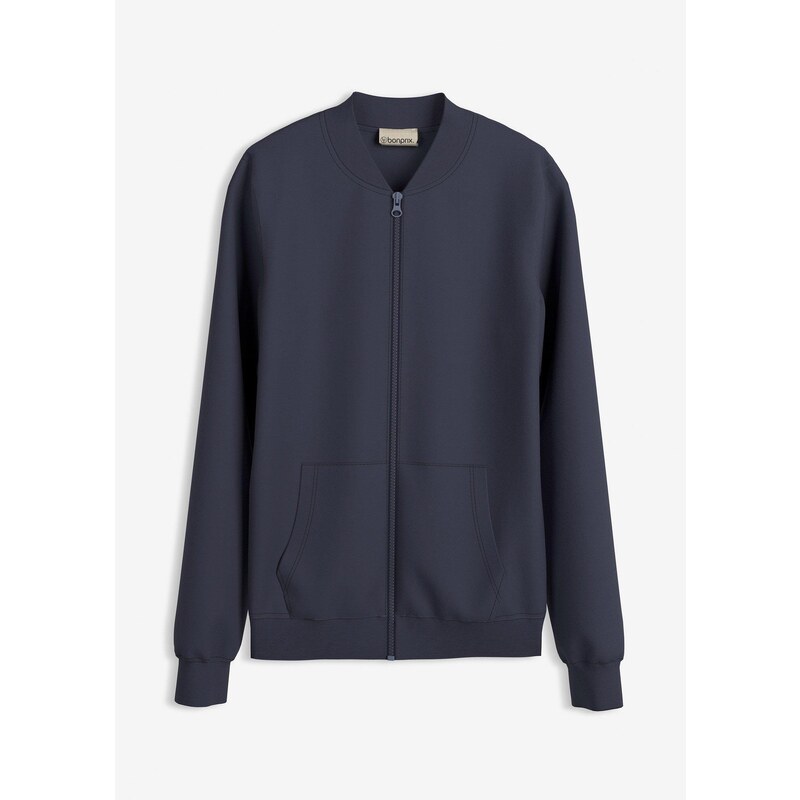 bonprix Mikinová bunda na zips, farba modrá 65262580