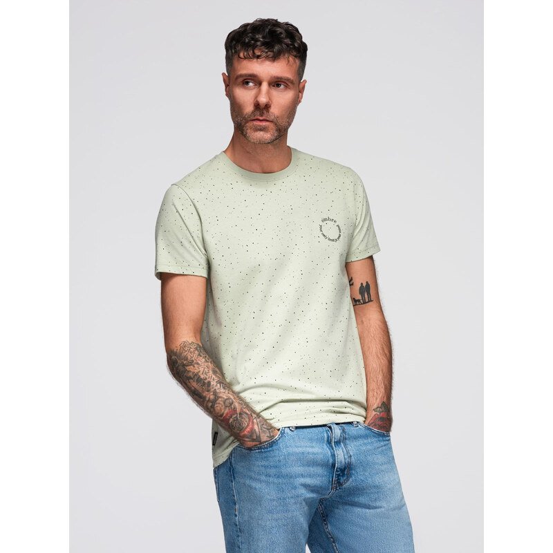 Ombre Mens printed cotton T-shirt with round neckline - mint 64793442