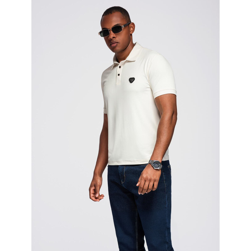 Ombre Mens stylish stretch fabric polo shirt - cream 65475750