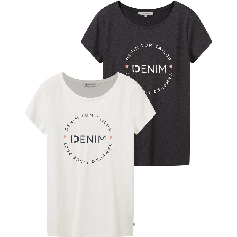 TOM TAILOR DENIM Tričko antracitová / marhuľová / prírodná biela 39394688