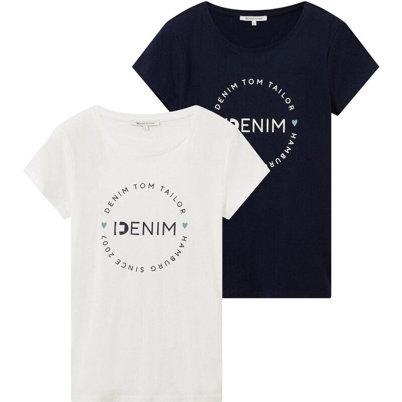 TOM TAILOR DENIM Tričko námornícka modrá / opálová / broskyňová / 39394687