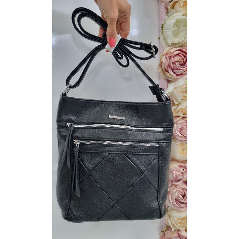 Katrins Fashion Čierna crossbody kabelka Silvia Rosa 65411664