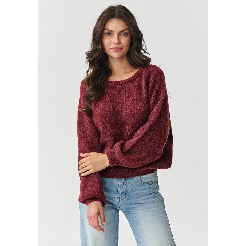 Makadamia Dámsky pulóver z mohéru a vlny | bordová s168 65412211