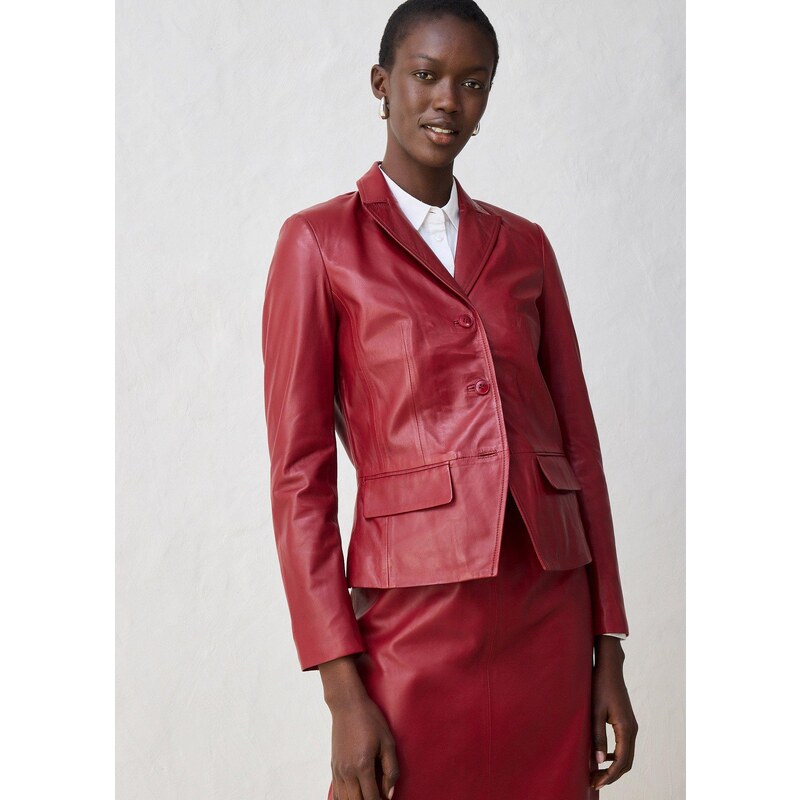 bonprix Krátky blejzer z jahňacej kože, farba červená 64921941