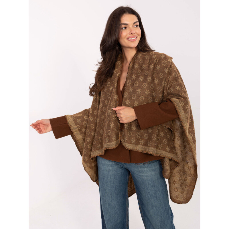 Factory Price Hnedé pončo s kvetinovým vzorom 66474029