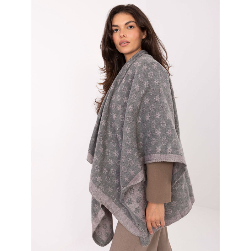 Factory Price Šedé ružové pončo s kvetinovým vzorom 67446806