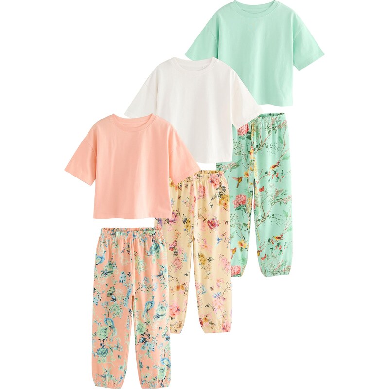 Next Pyžamo svetlozelená / oranžová / šedobiela 65875456