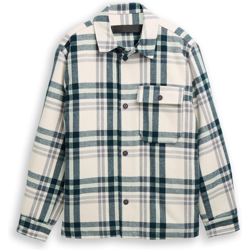 TOM TAILOR DENIM Košeľa svetlobéžová / sivá / smaragdová 65893716