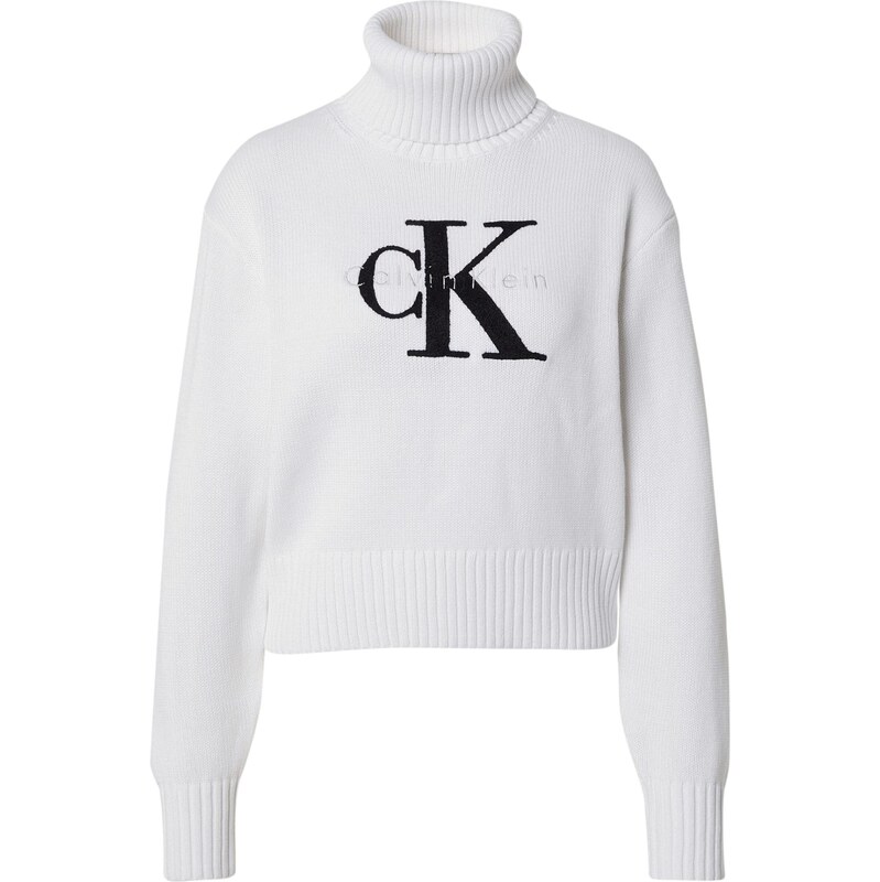Calvin Klein Jeans Sveter Chenille čierna / biela 65664757