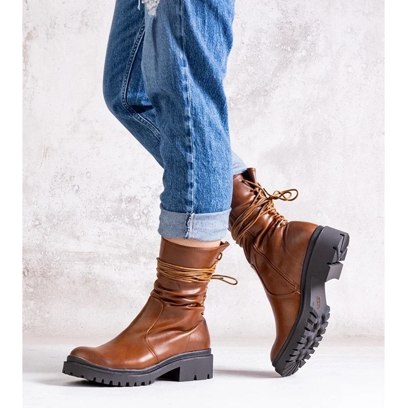 Gemre Hnedé boty z eko kože Sahera 65418406