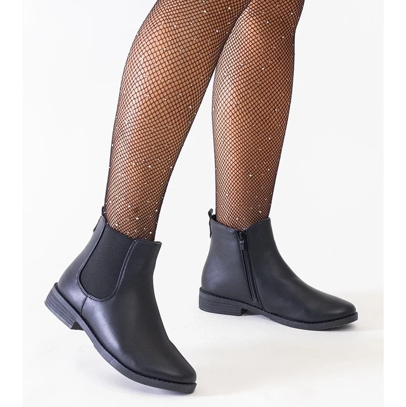 Gemre Čierne klasické botky s elastickou vsadkou eko-koža Maiza 65418424
