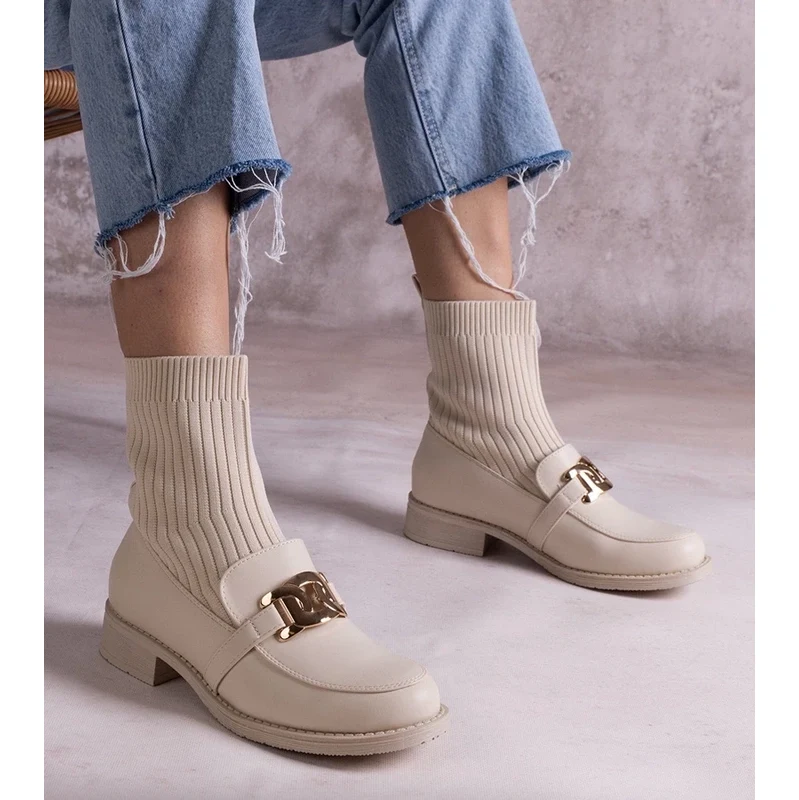 Gemre Béžové členkové topánky s textilným zvrškom Krisa 65418446