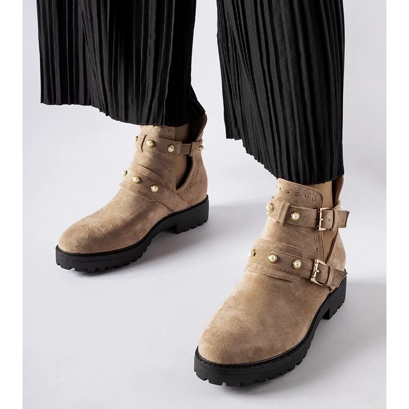 Gemre Provolo béžové ozdobné topánky s výrezom 65418578