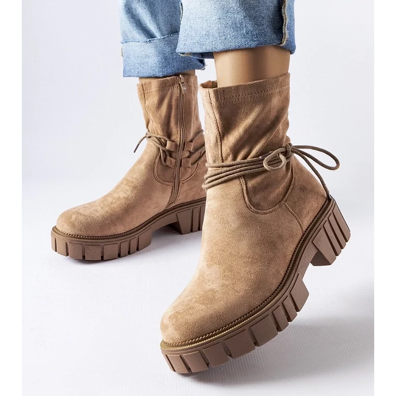 Gemre Béžové topánky s viazaním Averardo 65418594