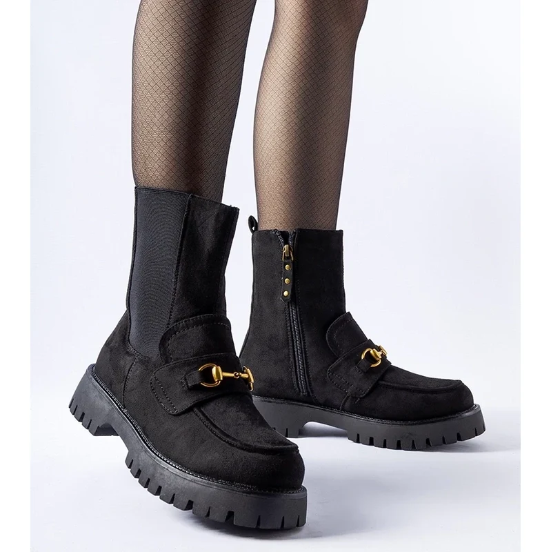 Gemre Čierne zateplené čižmy s klipkou Overlook 65418698