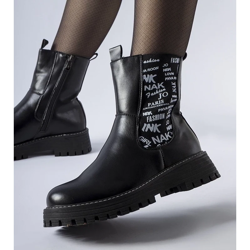 Gemre Čierne zateplené čižmy s nápisom Barbena 65418700