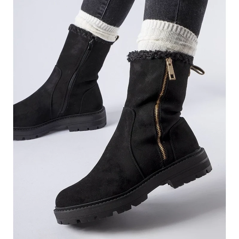 Gemre Čierne zateplené čižmy s zipom Sunnyslope 65418729