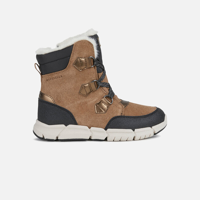 Light Brown Girls Ankle Boots Geox Flexyper AB - Girls 65419129