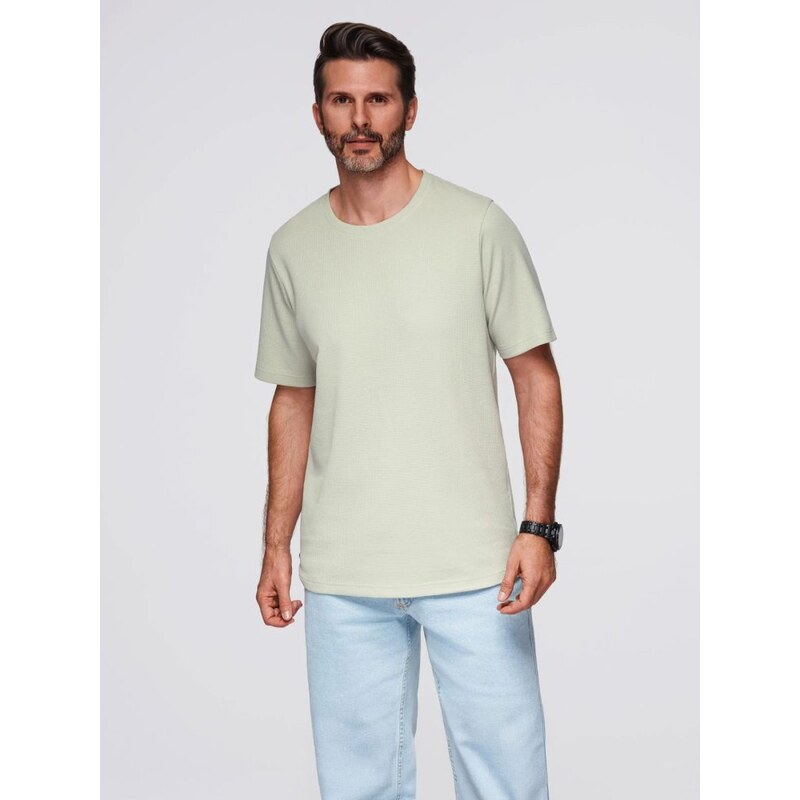 Ombre Clothing Úpletové pistáciové pánske tričko V4 TSCT-0197 65421219