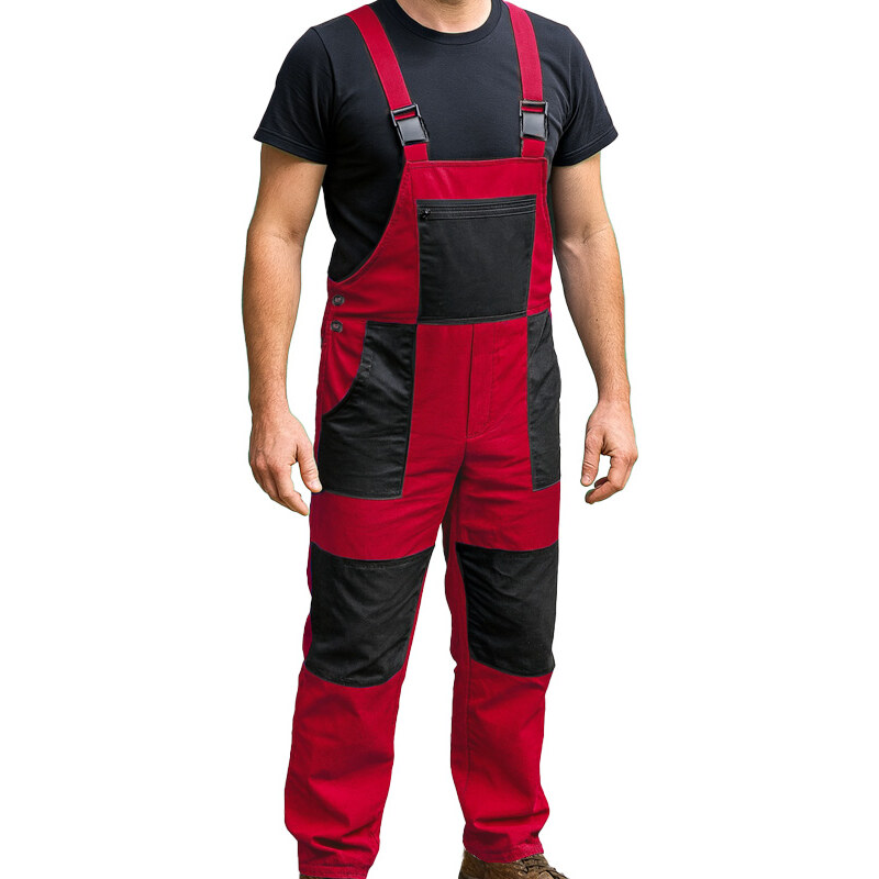 TifanTEX pánske nohavice s trakmi Work Red 63535342