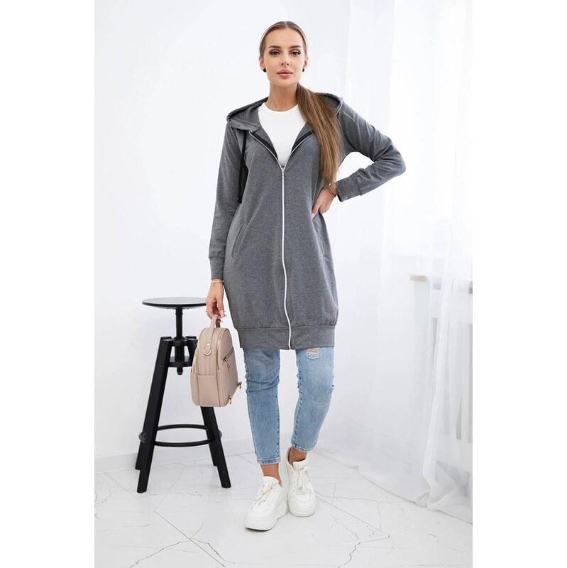 Fashionweek Dámska maxi bavlnená mikina so zipsom K8924 65424638