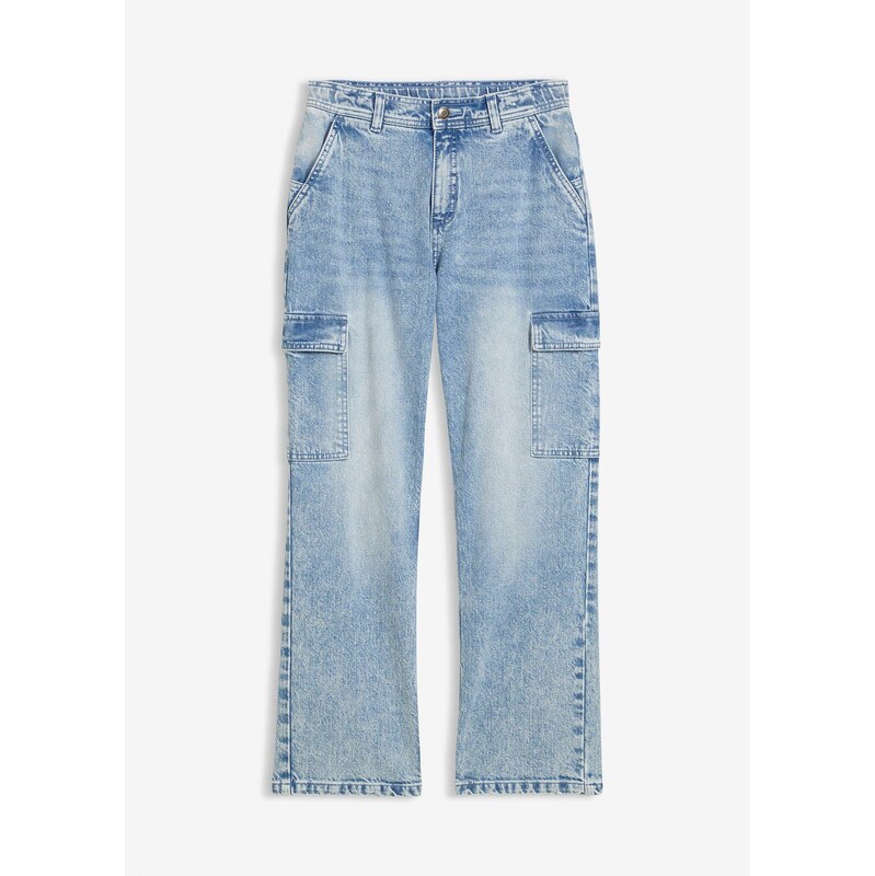 bonprix Džínsy s kapsáčami, stredná výška pásu, farba modrá 65426161