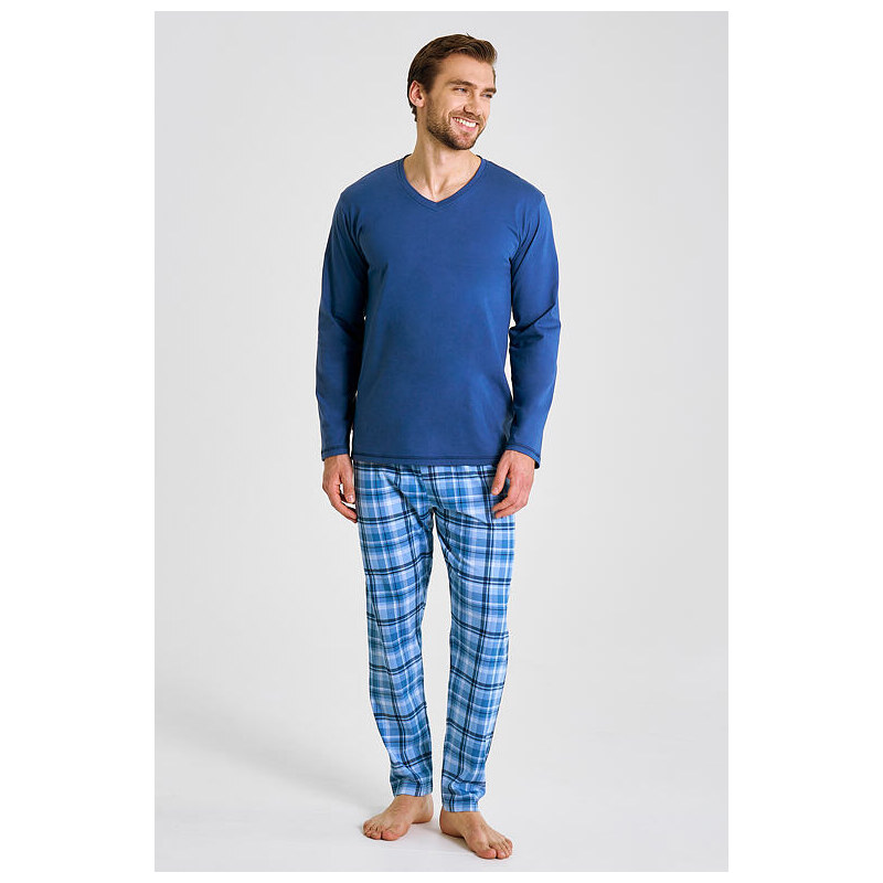 Taro Bavlnené pánske pyžamo Mark modré 65481292