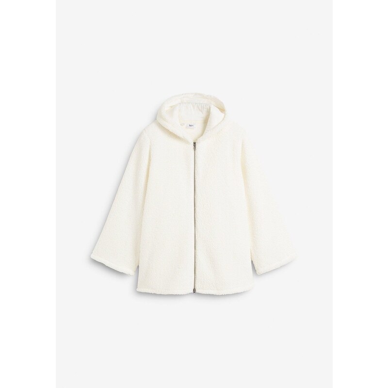 bonprix Flísová bunda s bočnými rozparkami, farba biela 46552031
