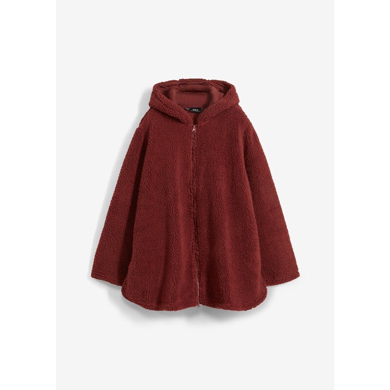 bonprix Flísová bunda s bočnými rozparkami, farba hnedá 46552032