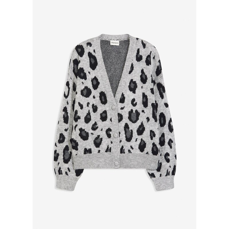 bonprix Pletený sveter, vzorovaný, farba šedá 65431745