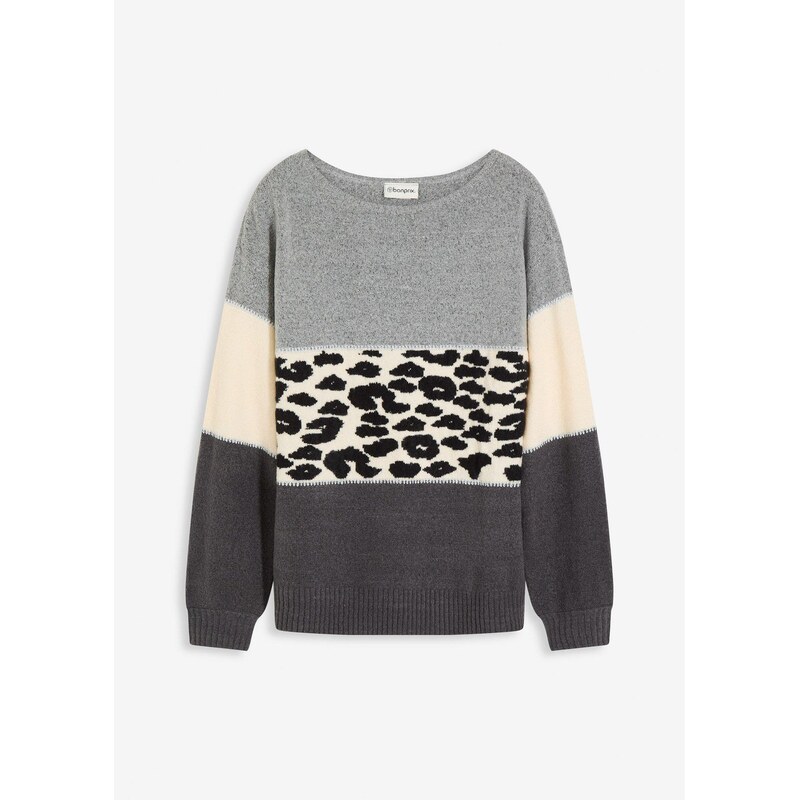 bonprix Oversize-pulóver, farba šedá 65431747