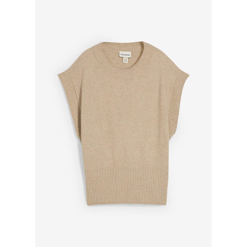 bonprix Pletená vesta oversized, farba béžová 65431762