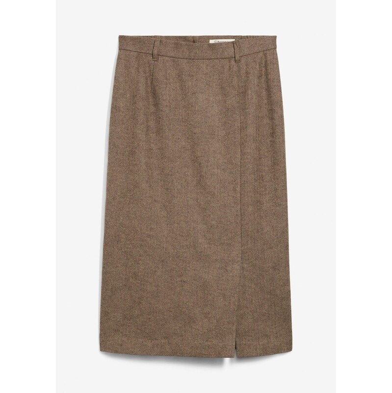 bonprix Ceruzková sukňa s vlnou, farba hnedá 65431787