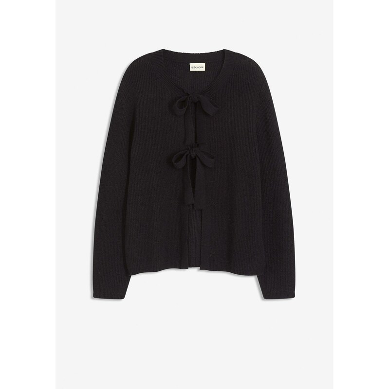 bonprix Pletený sveter z bavlneného mixu, farba čierna 65431845