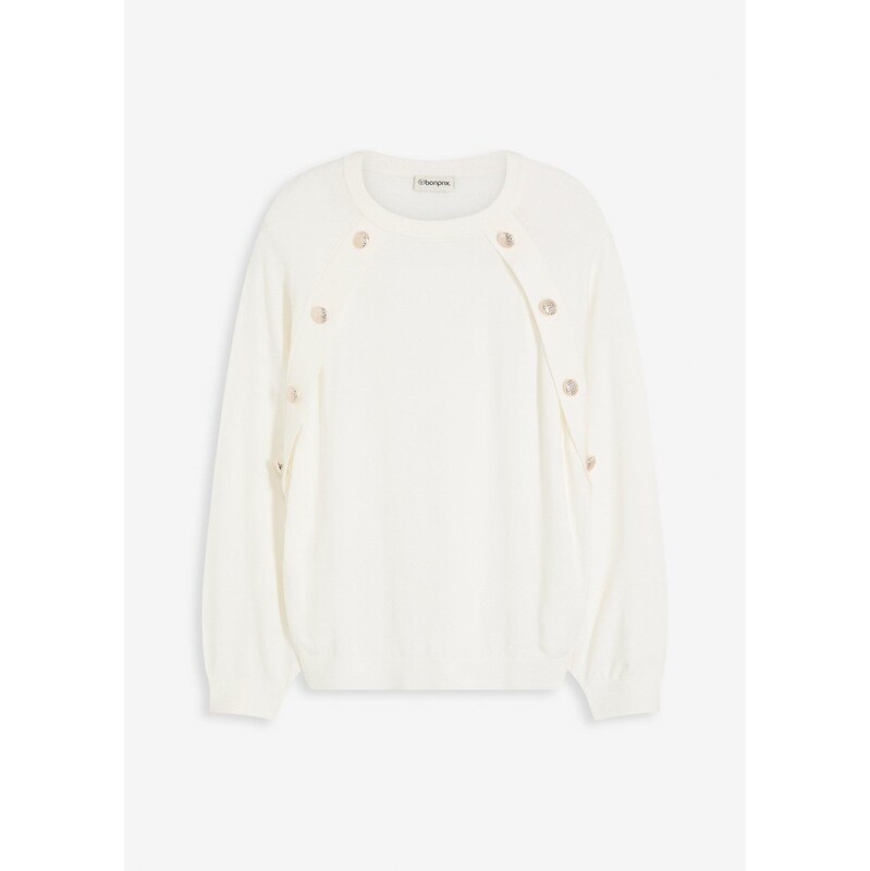 bonprix Jemne pletený pulóver z padavého viskózového mixu, farba biela 66306966