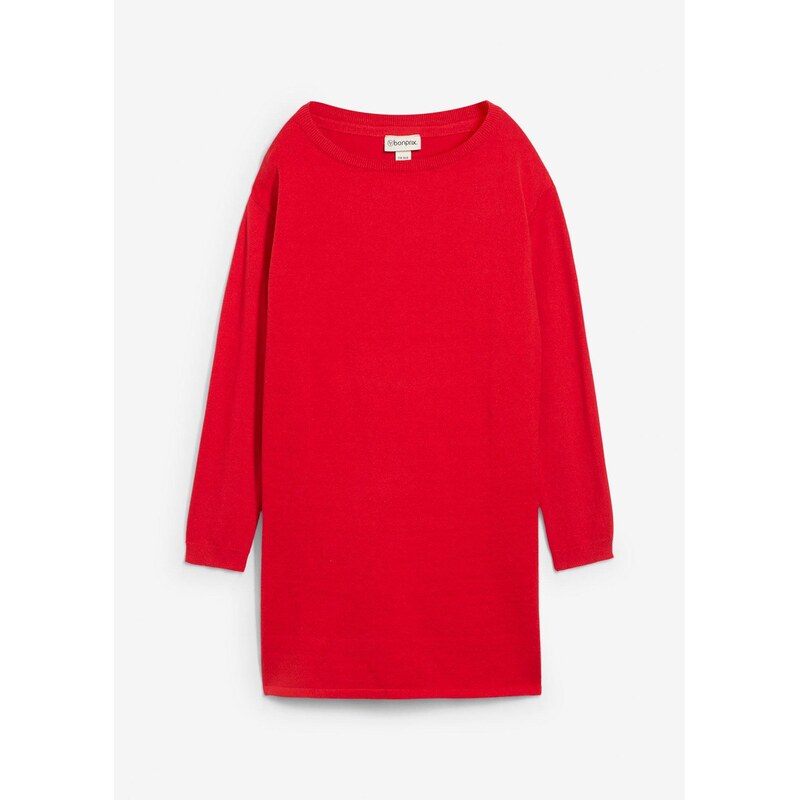 bonprix Dlhý pulóver s recyklovanou bavlnou, farba červená 65431872