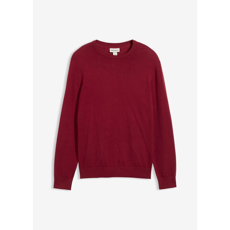 bonprix Pulóver, jemne pletený, z mäkkého mixu bavlny, farba červená 65431898
