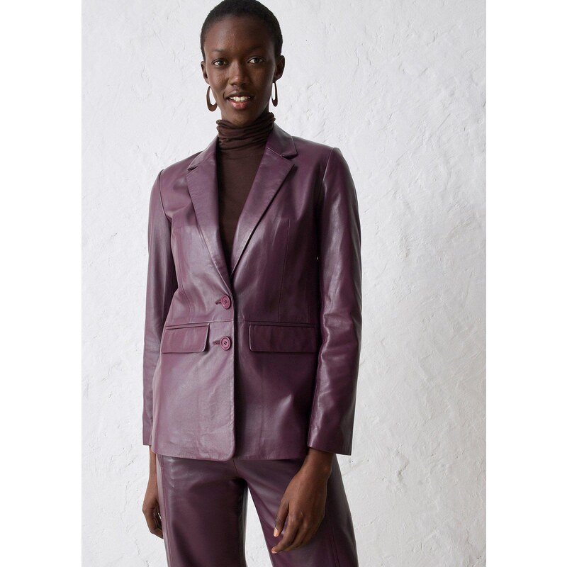 bonprix Kožený blejzer, jahňacia nappa koža, farba hnedá 65431919