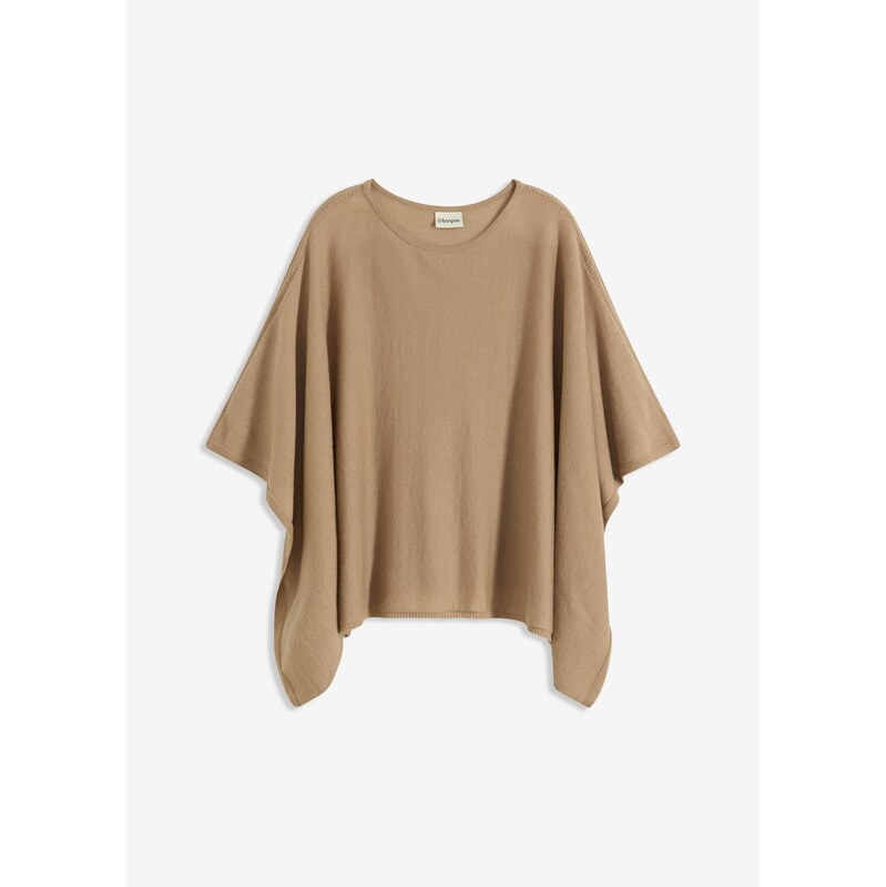 bonprix Vlnené pončo, krátke, farba béžová 65431936