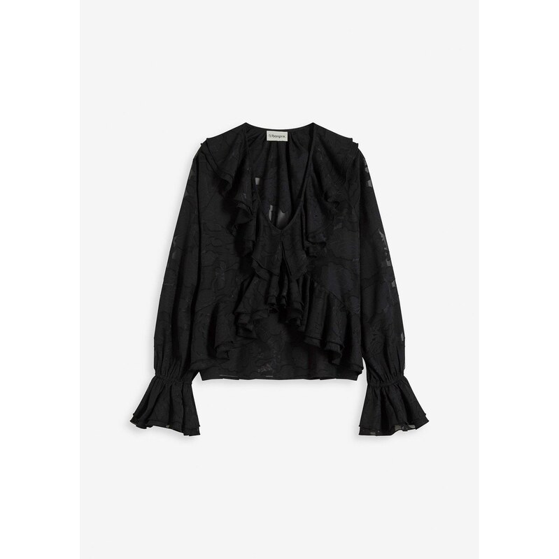 bonprix Šifónová blúza, ľahko transparentná, farba čierna 65431982